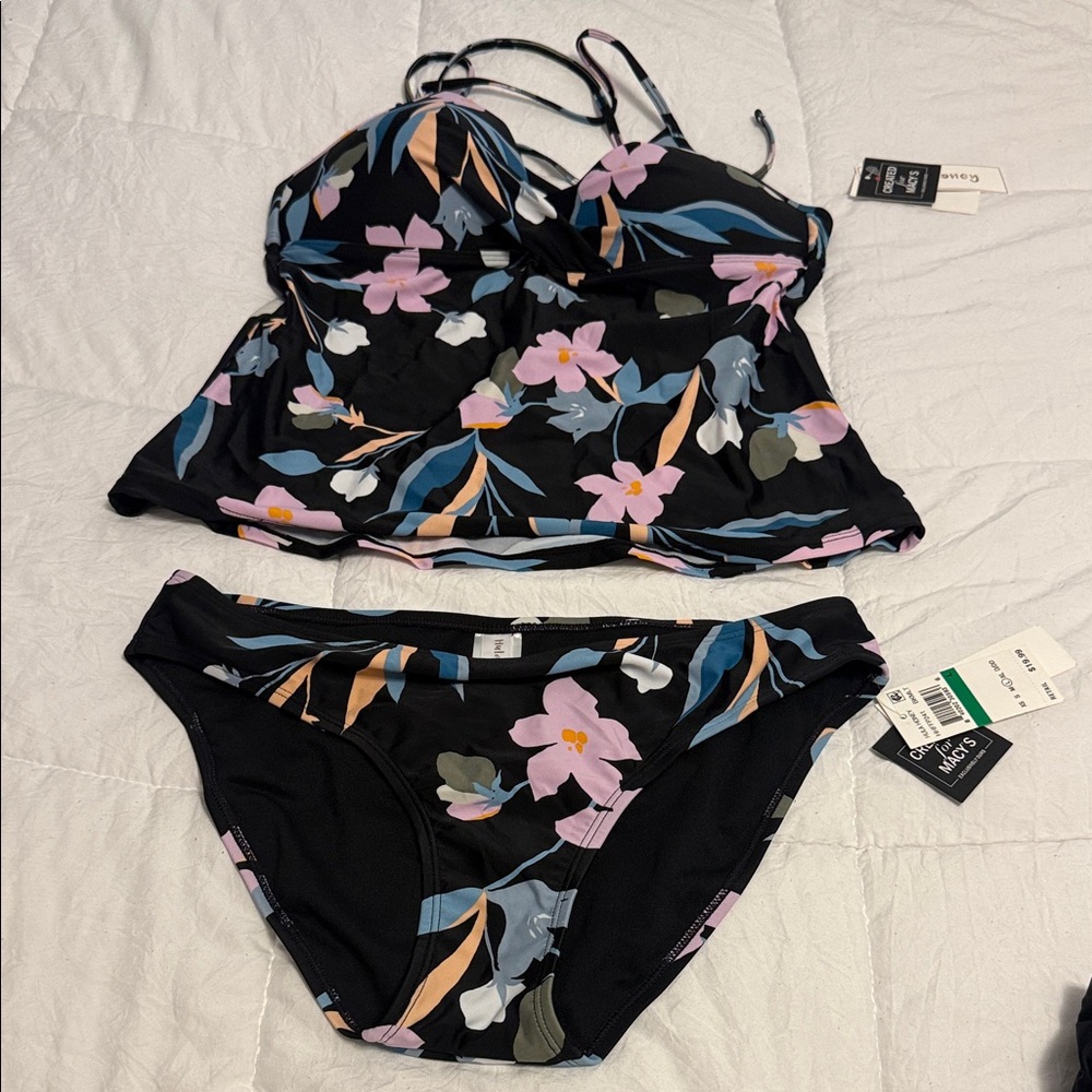 Hula Honey Black Floral Swim Set